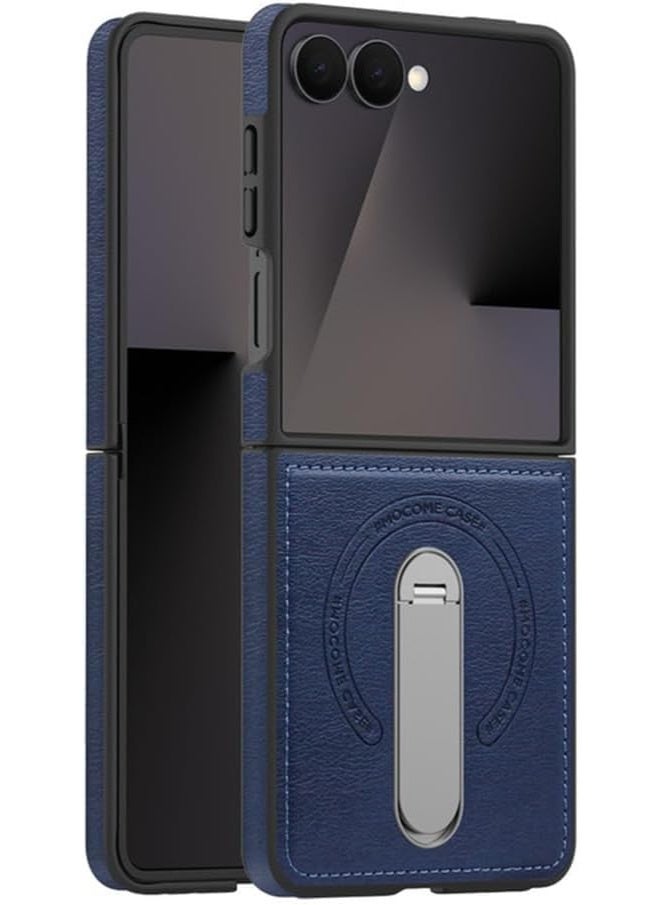 general Magnetic Case for Galaxy Z Flip 7 2025, Slim Retro Business Leather Case with Rotation Metal Support Protection Case for Z Flip 7 - Image 1