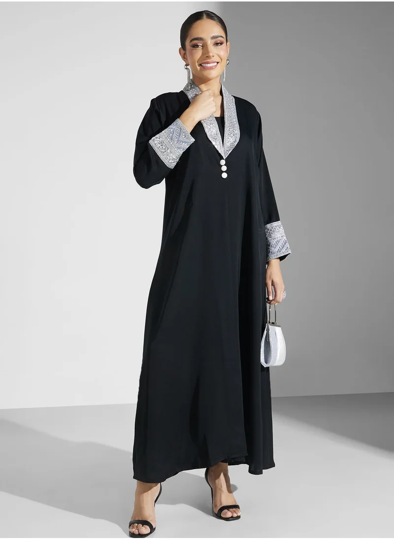 Khizana Embellished Detail Abaya