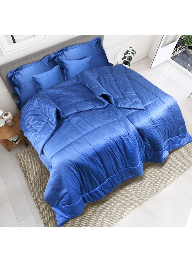 Hotel Linen Klub 5-Piece Hotel Linen Klub Deluxe  King  Comforter 100% Cotton 250TC  Dobby Jacquard Box Sateen Textured Design ,Size : 220 x 240cm ,Color : Navy Blue  - Image 1