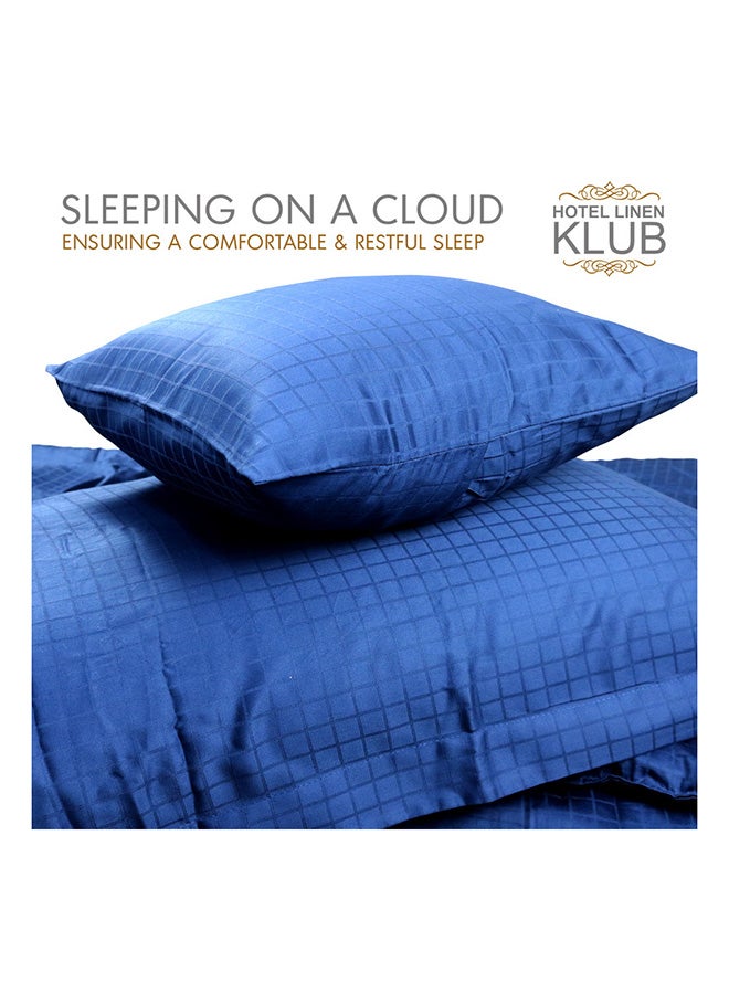 Hotel Linen Klub 5-Piece Hotel Linen Klub Deluxe  King  Comforter 100% Cotton 250TC  Dobby Jacquard Box Sateen Textured Design ,Size : 220 x 240cm ,Color : Navy Blue  - Image 3