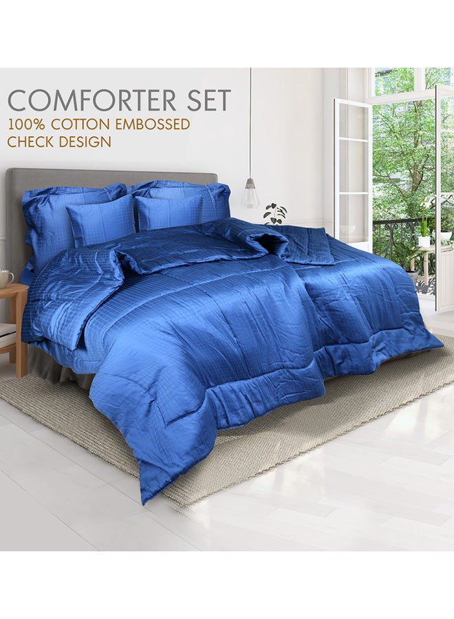 Hotel Linen Klub 5-Piece Hotel Linen Klub Deluxe  King  Comforter 100% Cotton 250TC  Dobby Jacquard Box Sateen Textured Design ,Size : 220 x 240cm ,Color : Navy Blue  - Image 2