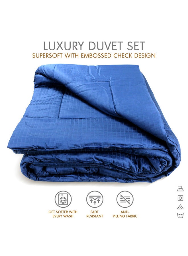 Hotel Linen Klub 5-Piece Hotel Linen Klub Deluxe  King  Comforter 100% Cotton 250TC  Dobby Jacquard Box Sateen Textured Design ,Size : 220 x 240cm ,Color : Navy Blue  - Image 5