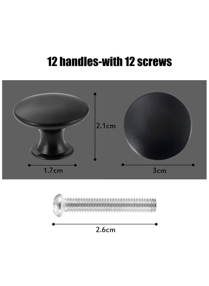 OMEVE 14 PCS Vintage Antique Black Knobs Handle Pulls, 30mm Brass Round Knobs for Cabinet Drawer Kitchen, Bathroom, Cupboard, Home Office Furniture (Black)  - Image 2
