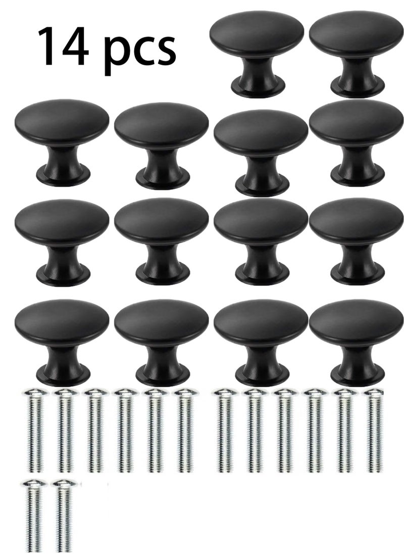 OMEVE 14 PCS Vintage Antique Black Knobs Handle Pulls, 30mm Brass Round Knobs for Cabinet Drawer Kitchen, Bathroom, Cupboard, Home Office Furniture (Black)  - Image 1