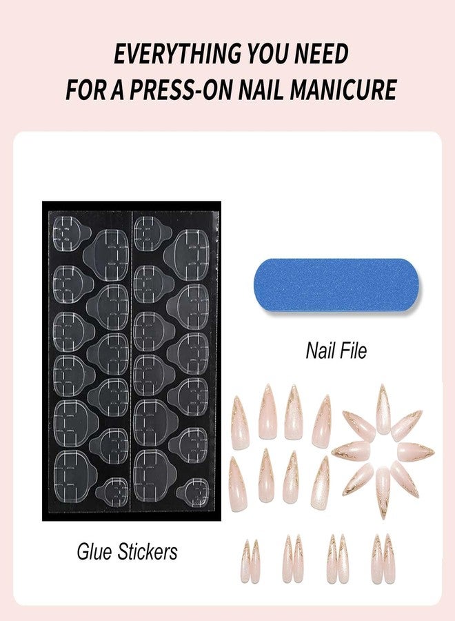 Aeenioy 3D Cat Eye Press on Nails Medium Almond with Gold Line Design, Nude French Tip Stick on Nail for Women Gift with Kit, Reusable Full Cover Soft Gel Press on Fake Nail with 3D Flower Floral Design - Image 2