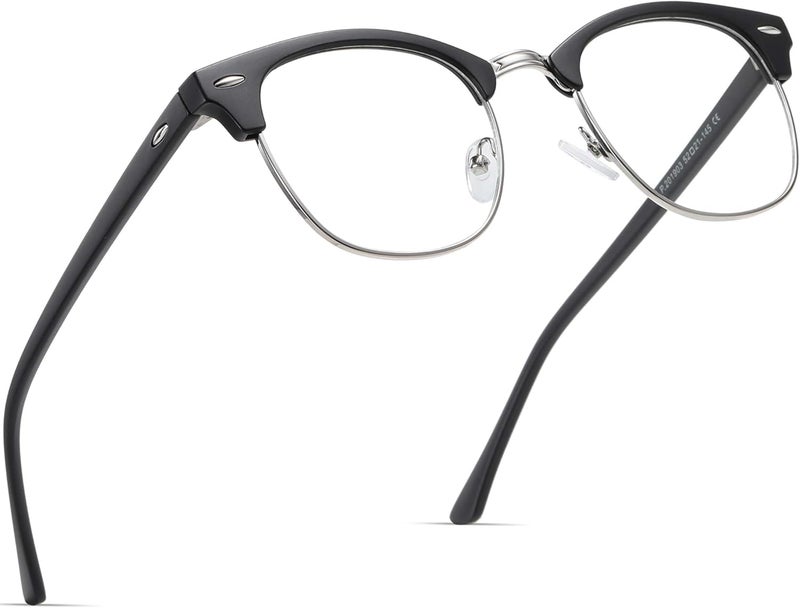 AOMASTE Store Blue Light Blocking Glasses Vintage Half Frame UV Clear Lens Anti Eyestrain Computer Gaming Glasses for Women Men - Image 1