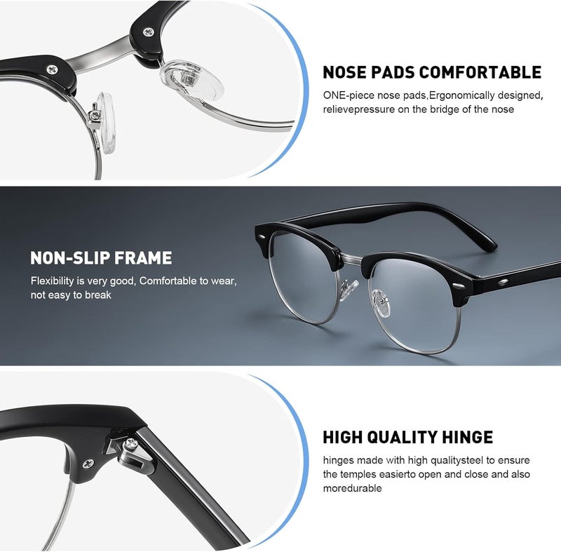 AOMASTE Store Blue Light Blocking Glasses Vintage Half Frame UV Clear Lens Anti Eyestrain Computer Gaming Glasses for Women Men - Image 4