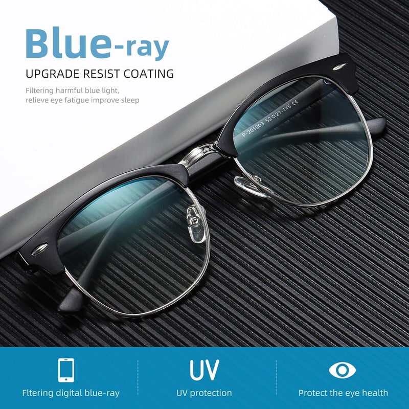 AOMASTE Store Blue Light Blocking Glasses Vintage Half Frame UV Clear Lens Anti Eyestrain Computer Gaming Glasses for Women Men - Image 3