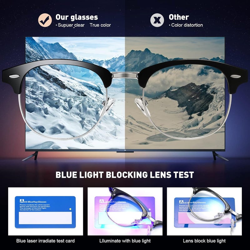 AOMASTE Store Blue Light Blocking Glasses Vintage Half Frame UV Clear Lens Anti Eyestrain Computer Gaming Glasses for Women Men - Image 5