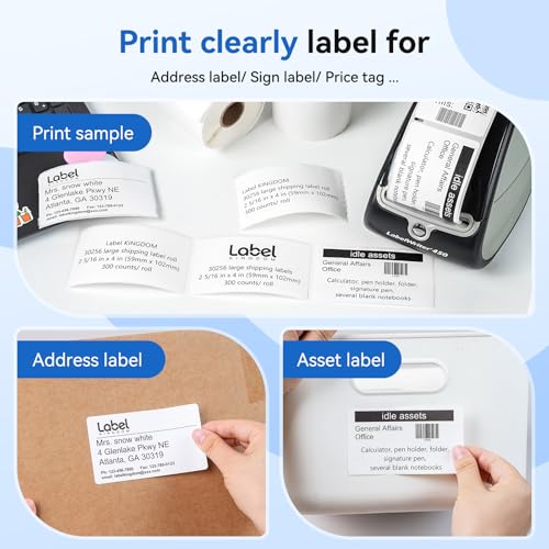 Label KINGDOM 30256 Paper Roll Replace for Dymo Standard Large Shipping Labels 2-5/16'' x 4'' LW White Labels for Label Writer 450 Twin Turbo Duo (59 mm x 102 mm, 300/Roll, 1 Roll) - Image 5