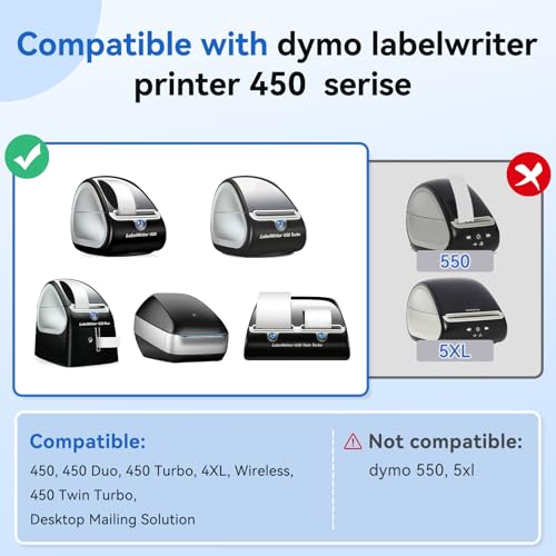 Label KINGDOM 30256 Paper Roll Replace for Dymo Standard Large Shipping Labels 2-5/16'' x 4'' LW White Labels for Label Writer 450 Twin Turbo Duo (59 mm x 102 mm, 300/Roll, 1 Roll) - Image 3