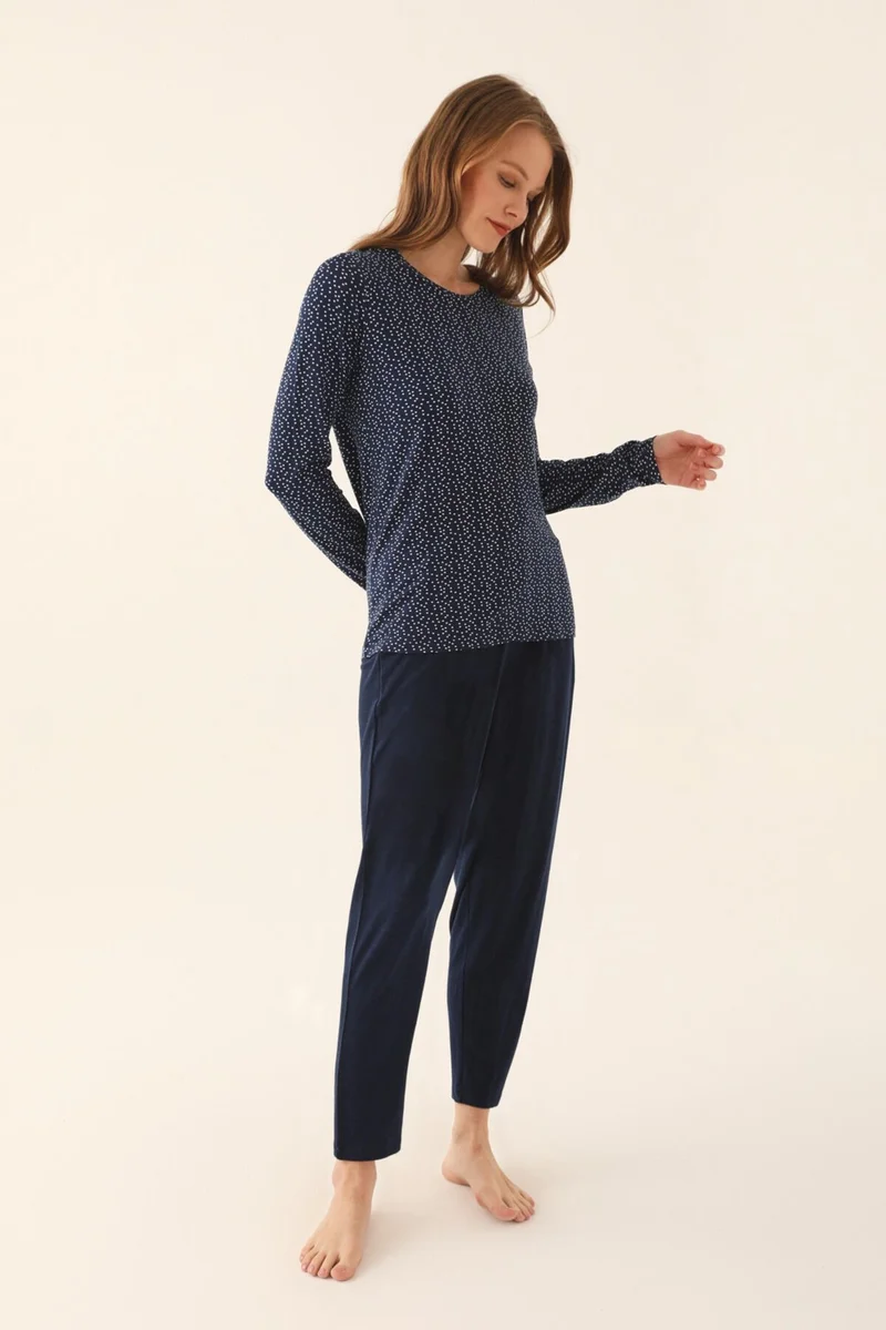 ارنيتا Navy Blue Women's Long Sleeve Pajama Set
