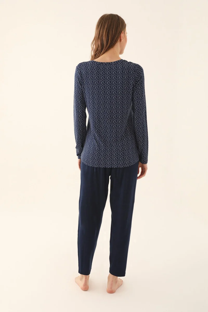 ارنيتا Navy Blue Women's Long Sleeve Pajama Set