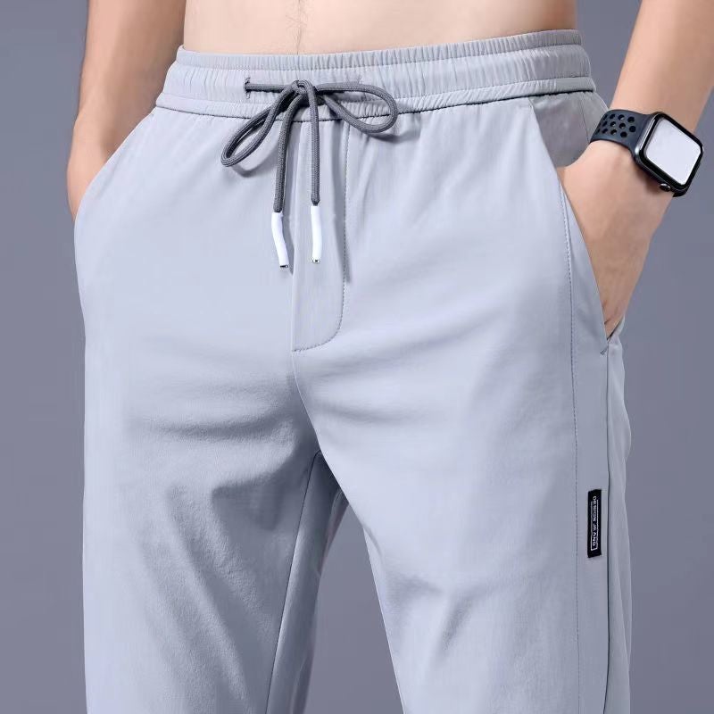 One Point Manufacturer Ice Silk Pants Mens Large Size Breathable Straight Casual Pants Spring and Summer Thin Quick-drying Mens Sports Pants Dark gray  - Image 2