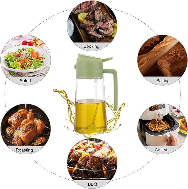 LESIGE Oil Sprayer for Cooking 2 in 1 Olive Oil Dispenser Bottle for Kitchen 17oz500ml Premium Glass Oil Bottle Foodgrade Oil Mister for Air Fryer Salad Frying BBQ Creamy White - Image 3