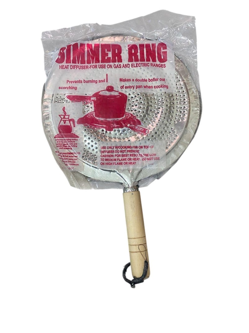 Heat Diffuser Ring for Cooking, Simmer Ring for Gas and Electric Stoves, with Wooden Handle, Prevent Burning and Burning_ - Image 2