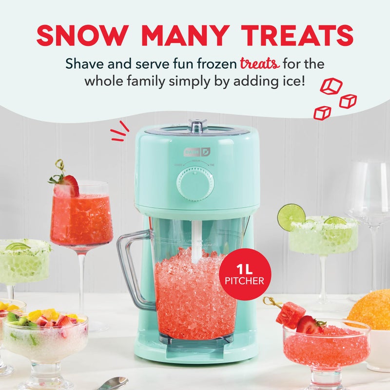 Dash Deluxe Shaved Ice & Slushy Maker - Easy-to-Use Slushy & Snow Cone Maker - Includes Serving Pitcher & Recipe Guide for Homemade Treats - Aqua - Image 2