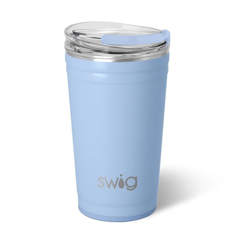 Swig Life 24oz Party Cup, Stackable Insulated Travel Coffee Tumbler with EZ Slider Lid, Cup Holder Friendly, Stainless Steel 24 oz Tumbler, Reusable Coffee Mug (Shimmer Periwinkle) - Image 1