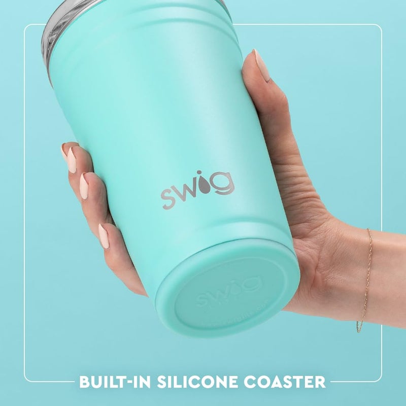 Swig Life 24oz Party Cup, Stackable Insulated Travel Coffee Tumbler with EZ Slider Lid, Cup Holder Friendly, Stainless Steel 24 oz Tumbler, Reusable Coffee Mug (Shimmer Periwinkle) - Image 5