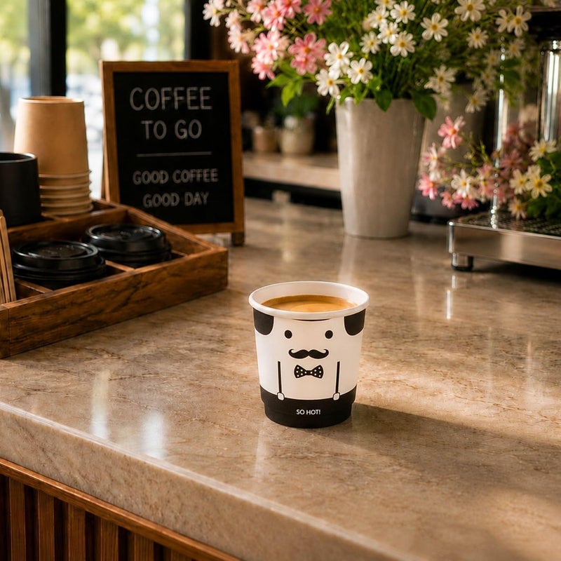 Restaurantware Insulated Paper Coffee Cups - Double Wall - Disposable - White - Monsieur - 4 oz - 500ct Box - MATCHING LIDS SOLD SEPARATELY: RWA0327GR, RWA0281B, RWA0281W - Image 4