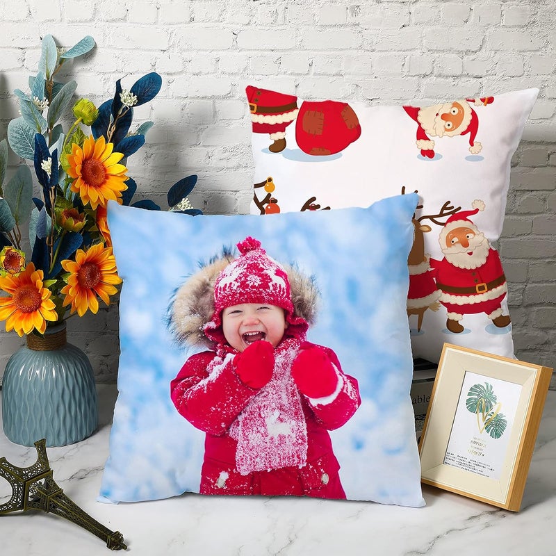 Breling 12 Pieces Sublimation Blank Pillow Covers White Polyester Peach Skin Pillow Cases Heat Transfer Cushion Covers 16 x 16 Inch DIY Printing Throw Pillow Case Covers and 2 Rolls 10 mm x 108 ft Heat Tape - Image 4