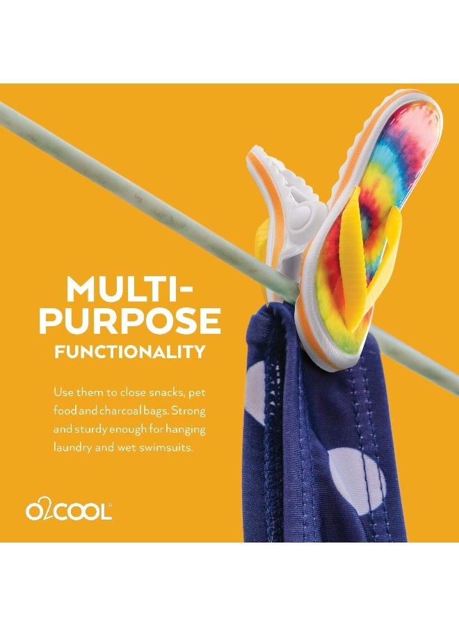 O2COOL Bocaclips - Beach Towel Clips for Beach Chairs, Patio and Pool Accessories - (Tie Dye Flip Flop) 2 Count - Image 5