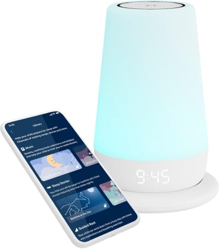 Hatch Baby Hatch Rest Baby Kids Sound Machine 2nd Gen Childs Night Light Alarm Clock Toddler Sleep Trainer TimetoRise White Noise Bedtime Stories Portable Backup Battery with Charging Base