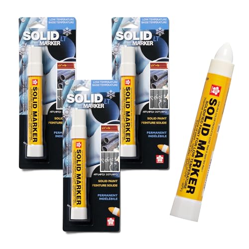 SAKURA SOLID MARKER SAKURA Solid Paint Markers with Twist Up Tip Low Temperature Permanent Marker Pens Window Wood Glass Marker White Paint 3 Pack - Image 1