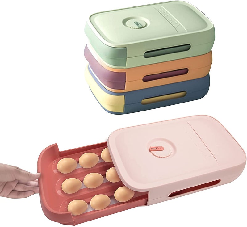 tgopit Drawer Type Egg Fresh Storage Box Holder Container with Sealed Lid Reusable Stackable Egg Tray Holds PinkPlasticPack of 1 - Image 1