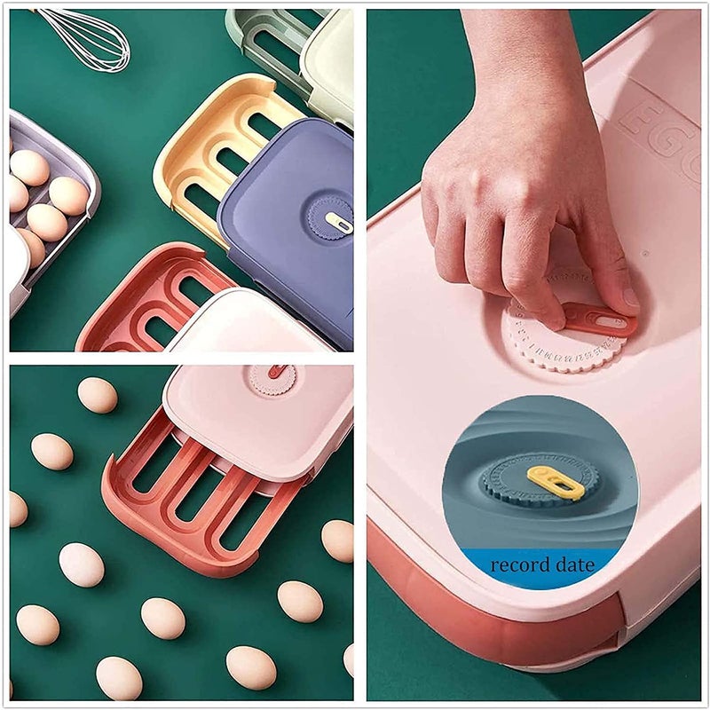 tgopit Drawer Type Egg Fresh Storage Box Holder Container with Sealed Lid Reusable Stackable Egg Tray Holds PinkPlasticPack of 1 - Image 4