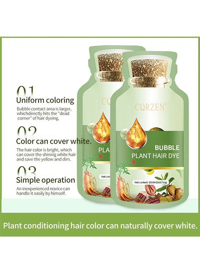 Bubble Plant Hair Dye, Natural Black Shade, Easy Use Bubble Hair Color Cream, Gentle Home Hair Coloring Kit, Portable Sachet Type Hair Dye For Diy Home Hair Dyeing 15Ml+15Ml Per Sachet - Image 5
