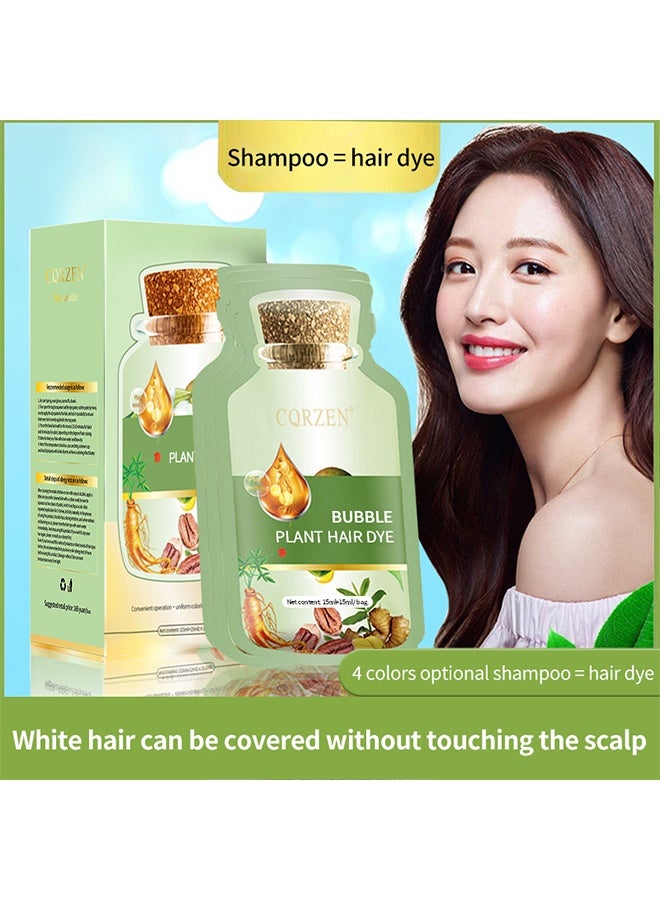 Bubble Plant Hair Dye, Natural Black Shade, Easy Use Bubble Hair Color Cream, Gentle Home Hair Coloring Kit, Portable Sachet Type Hair Dye For Diy Home Hair Dyeing 15Ml+15Ml Per Sachet - Image 3
