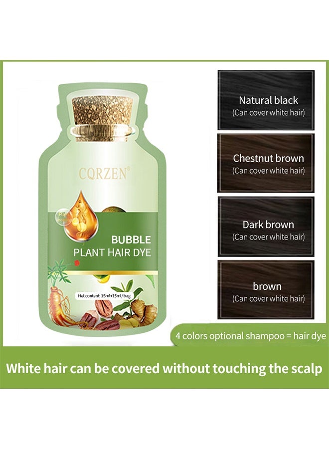 Bubble Plant Hair Dye, Natural Black Shade, Easy Use Bubble Hair Color Cream, Gentle Home Hair Coloring Kit, Portable Sachet Type Hair Dye For Diy Home Hair Dyeing 15Ml+15Ml Per Sachet - Image 4