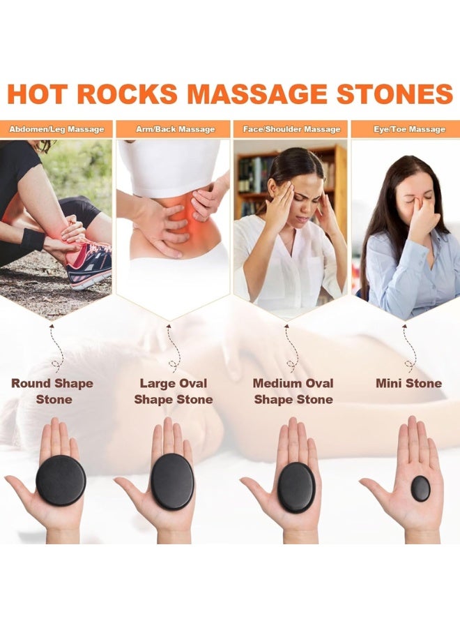 Hot Stones Massage Warmer Kit,  Hot Stones Massage Set Portable Hot Stone with Heater, Hot Rocks Basalt Massage Stones for Home Spa Warming Therapy Relaxing - Image 3