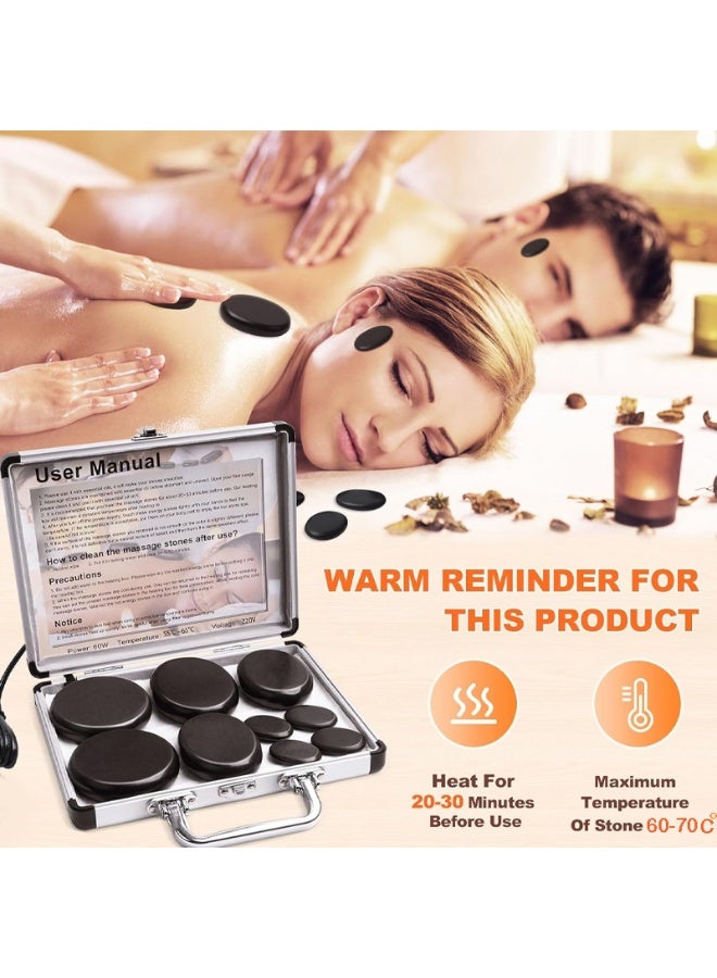 Hot Stones Massage Warmer Kit,  Hot Stones Massage Set Portable Hot Stone with Heater, Hot Rocks Basalt Massage Stones for Home Spa Warming Therapy Relaxing - Image 4