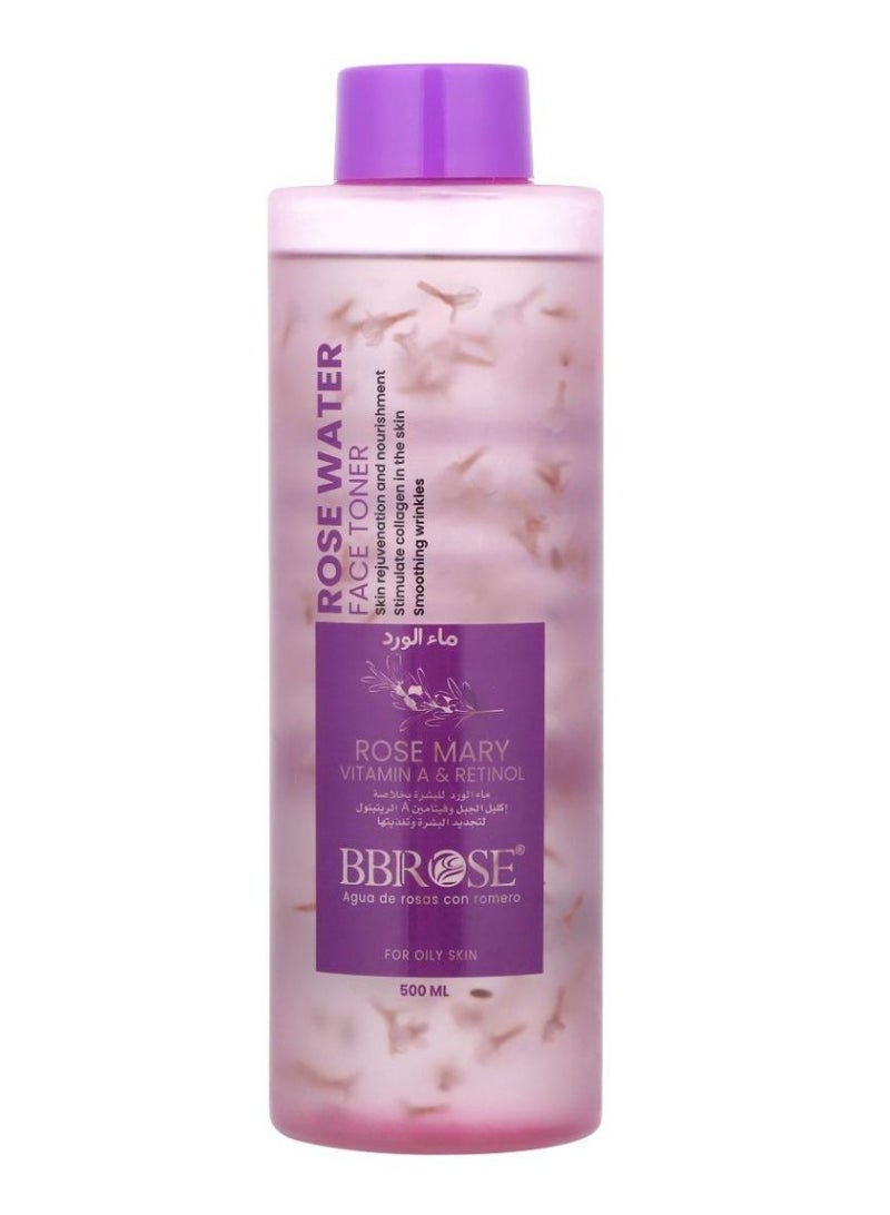 BBROSE Rose Water Face Toner With Vitamin A And Retinol For Skin Rejuvenation And Nourishment, Stimulates Collagen And Smoothens Wrinkles 500ml - Image 1