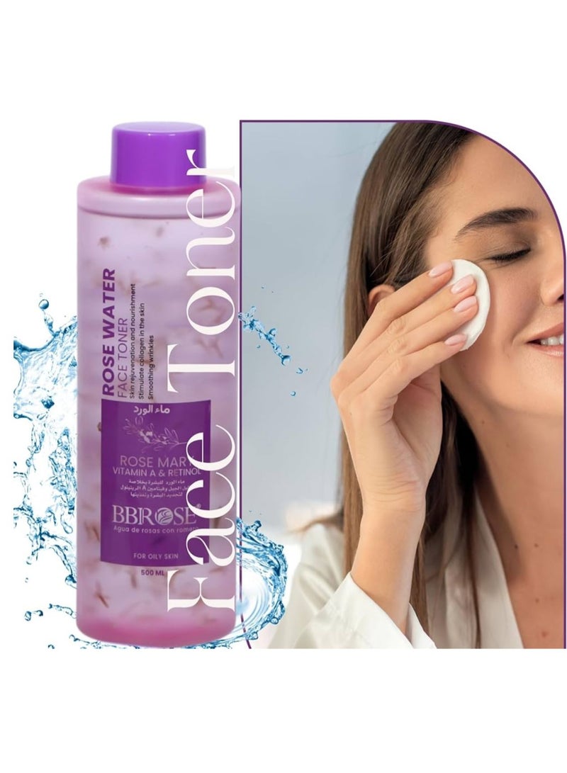 BBROSE Rose Water Face Toner With Vitamin A And Retinol For Skin Rejuvenation And Nourishment, Stimulates Collagen And Smoothens Wrinkles 500ml - Image 5