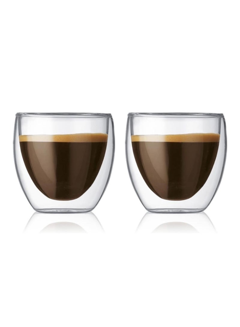 Bodum Pavina Double Wall Glass, Set of 2, 80ml - Image 1
