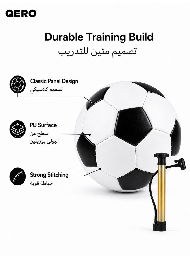 QERO Soccer Ball with Hand Pump Set, PVC Training Football for Kids, Youth and Adults, Outdoor Practice Ball - Image 2