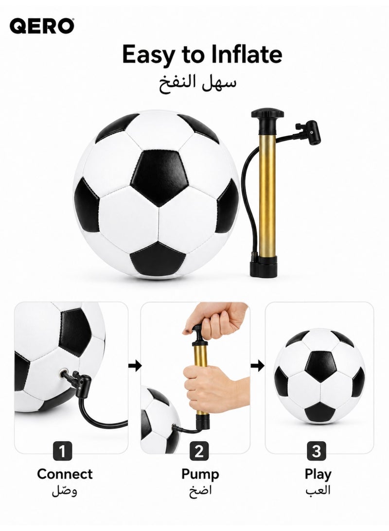 QERO Soccer Ball with Hand Pump Set, PVC Training Football for Kids, Youth and Adults, Outdoor Practice Ball - Image 3