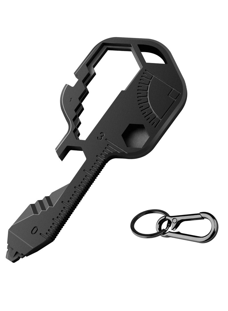 Excefore Multifunction Tool, Keychain Multitool, 24 in 1 Key Tool, Portable Key Shaped Pocket Tools, Hand Tools Repair Gadgets Ruler, Bottle Opener, Drill Drive, Screwdriver, Hex Wrench (Black) - Image 1