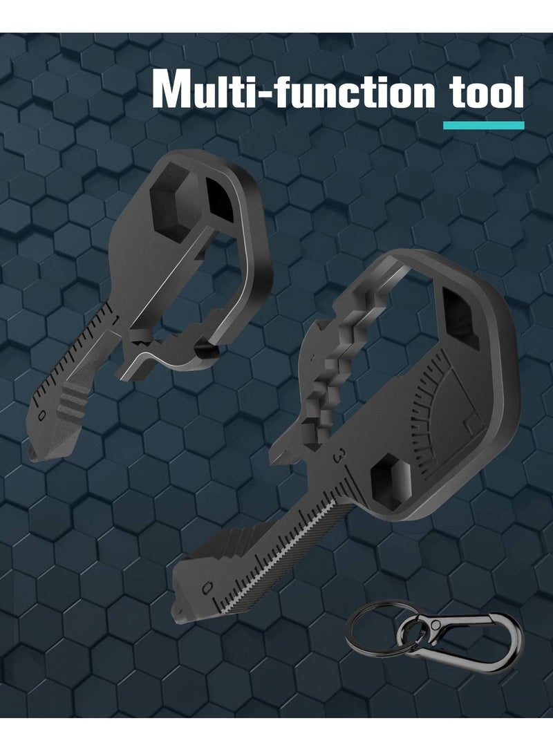 Excefore Multifunction Tool, Keychain Multitool, 24 in 1 Key Tool, Portable Key Shaped Pocket Tools, Hand Tools Repair Gadgets Ruler, Bottle Opener, Drill Drive, Screwdriver, Hex Wrench (Black) - Image 2