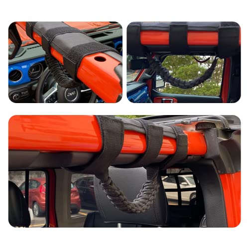 Kujunpao 4 X Roll Bar Grab Handles Grip Handle Compatible with Jeep Wrangler JLU JK JKU TJ YJ LJ JT JL & Gladiator JT 1955-2022 UTV & ATV(Black) - Image 5