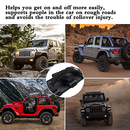 Kujunpao 4 X Roll Bar Grab Handles Grip Handle Compatible with Jeep Wrangler JLU JK JKU TJ YJ LJ JT JL & Gladiator JT 1955-2022 UTV & ATV(Black) - Image 3