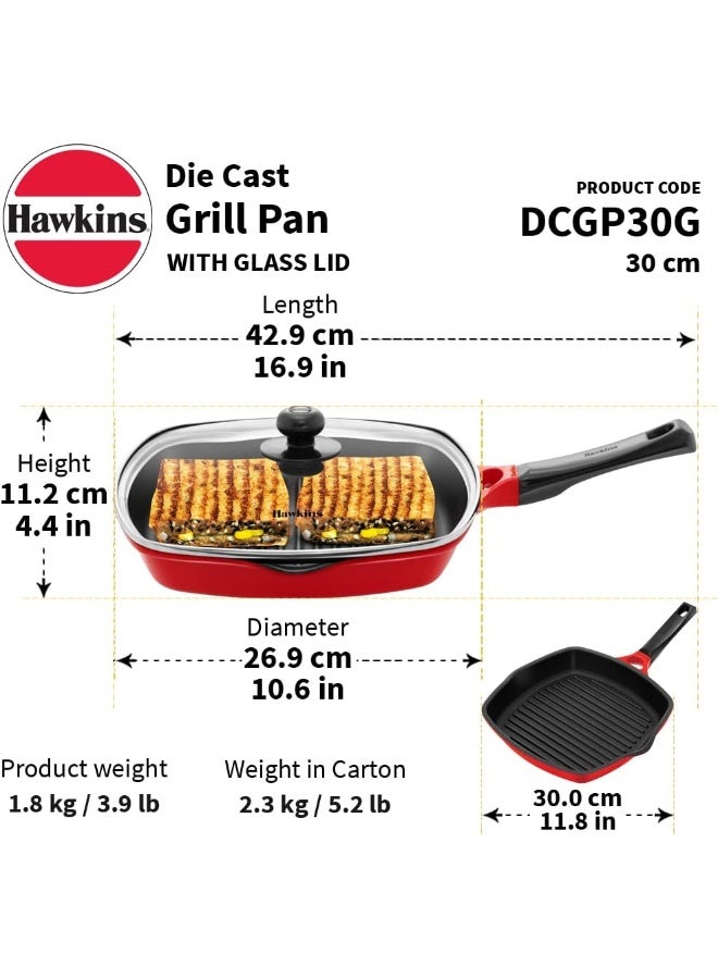 Hawkins مقلاة شوي هوكينز بضغط الصب مع غطاء زجاجي 30 سم - Image 3