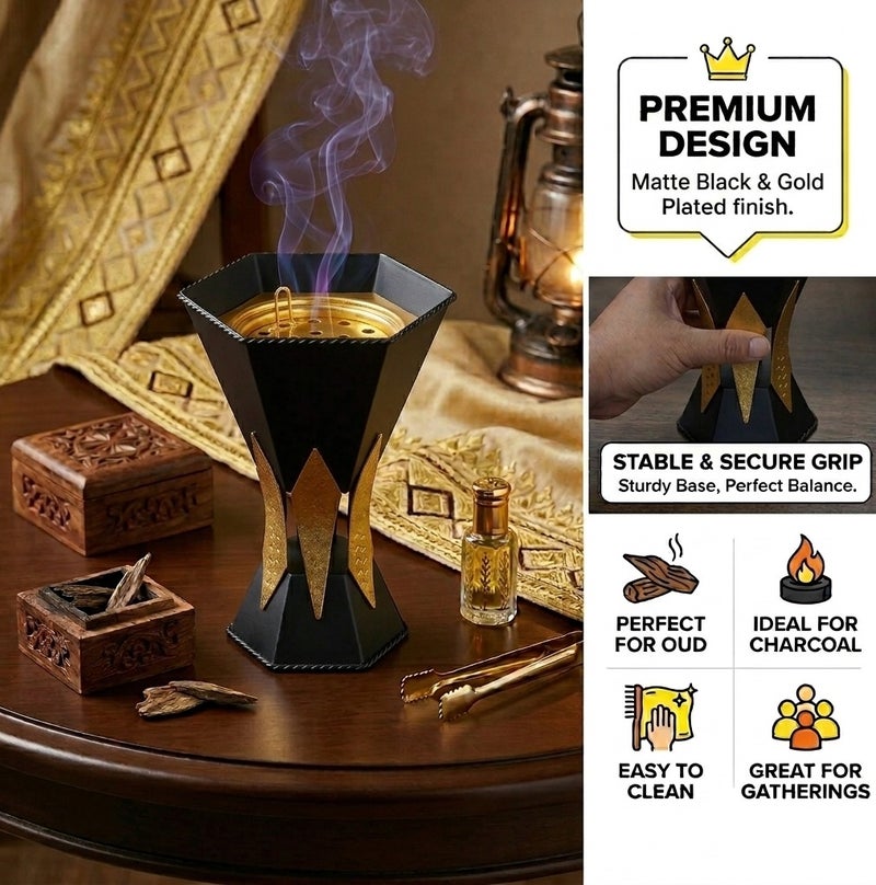 Luxury Geometric Hourglass Incense Burner for Bakhoor and Oud - LC-604S - Image 5