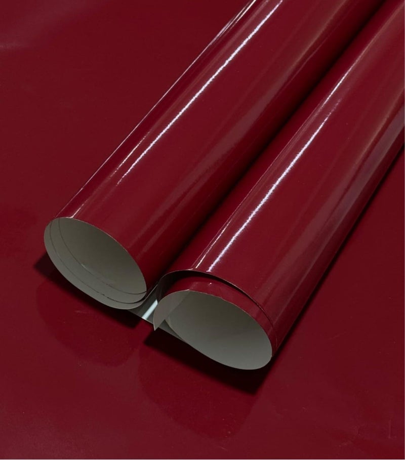 COSMOS STAR™ Burgundy Vinyl Roll,Glossy & Waterproof Peel & Stick Wallpaper for Kitchen and homed Decor,Bedroom, Furniture (24 x 96 inch, Maroon) - Image 1