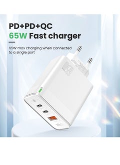 Brave USB C Charger, 65W GaN [PD+PPS] Super Fast Charging Wall Charger including Type C to Lightning Cable Compatible For iPhone 15 Pro Max/15 Plus/15 Pro/15/14/13, MacBook Pro, iPad, Galaxy S23, EU Plug  - Image 2