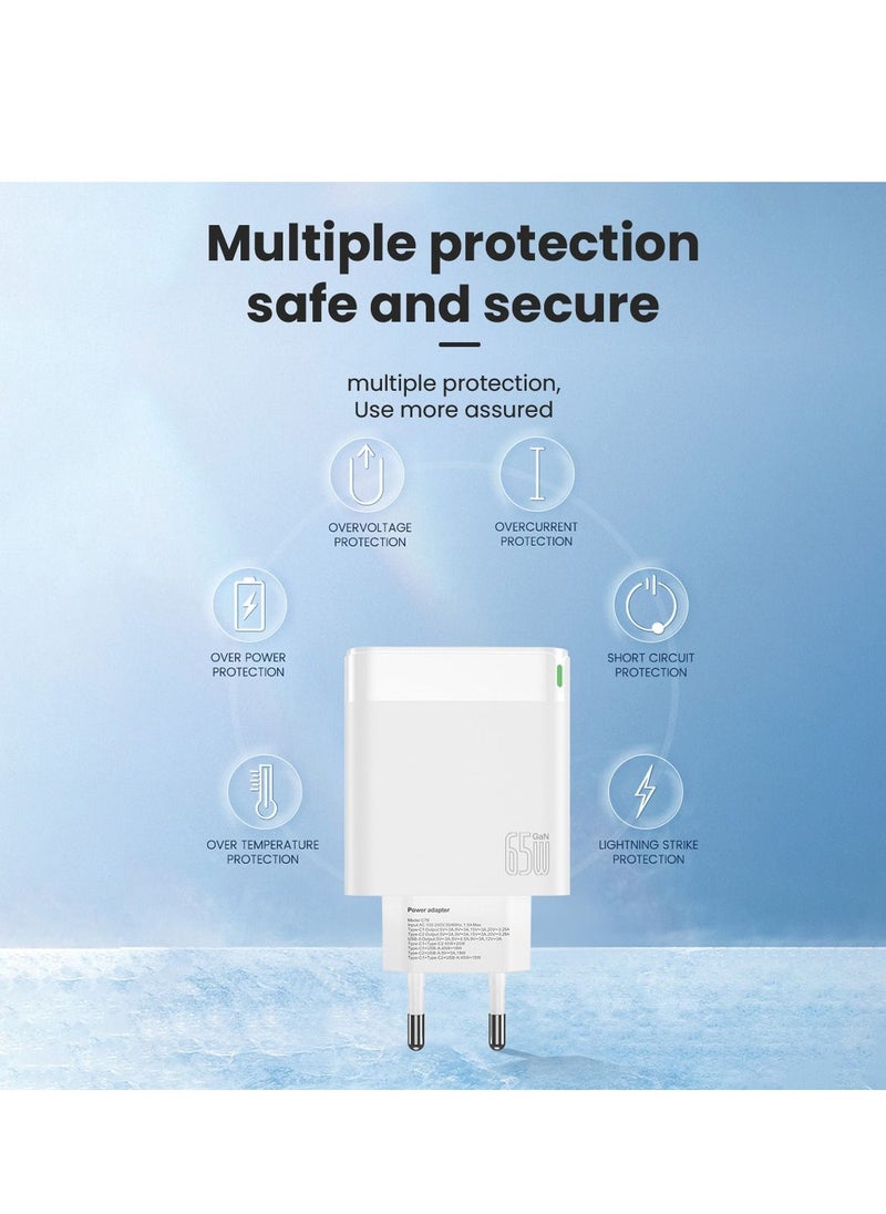 Brave - USB C Charger, 65W GaN [PD+PPS] Super Fast Charging Wall Charger including Type C to Lightning Cable Compatible For iPhone 15 Pro Max/15 Plus/15 Pro/15/14/13, MacBook Pro, iPad, Galaxy S23, EU Plug - Image 1