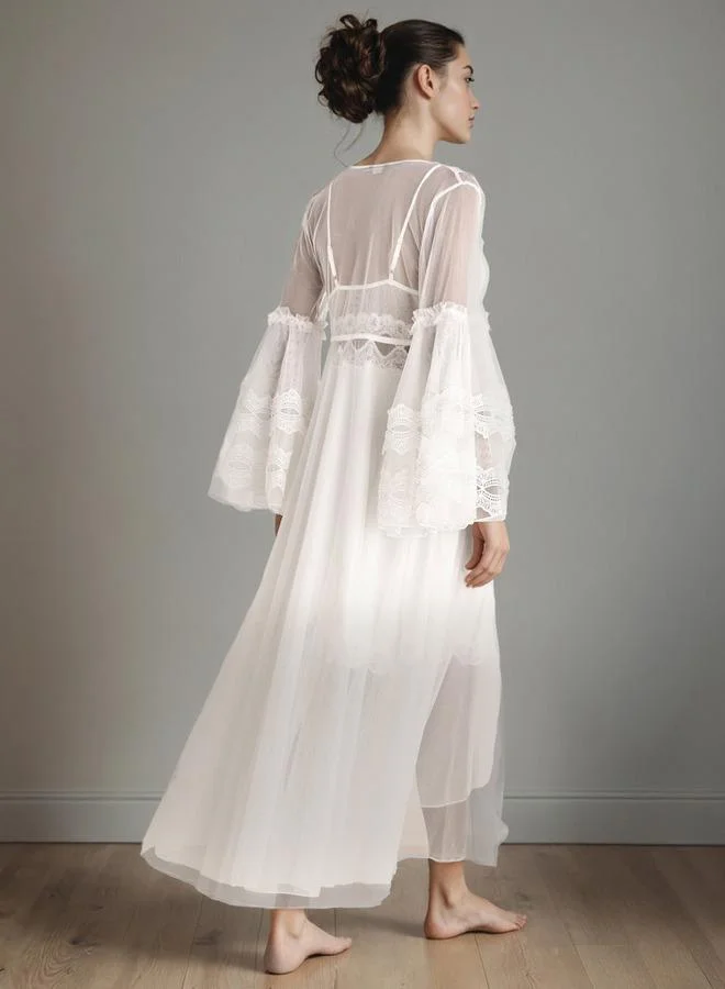 Splash FAV  Lace Panel Bridal Night Dress with Robe for Women | Best Price UAE